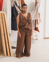 BASERANGE French Silk Linen SEPIA Casual Pants BAS-TRSE-LI-SU25-ZONG